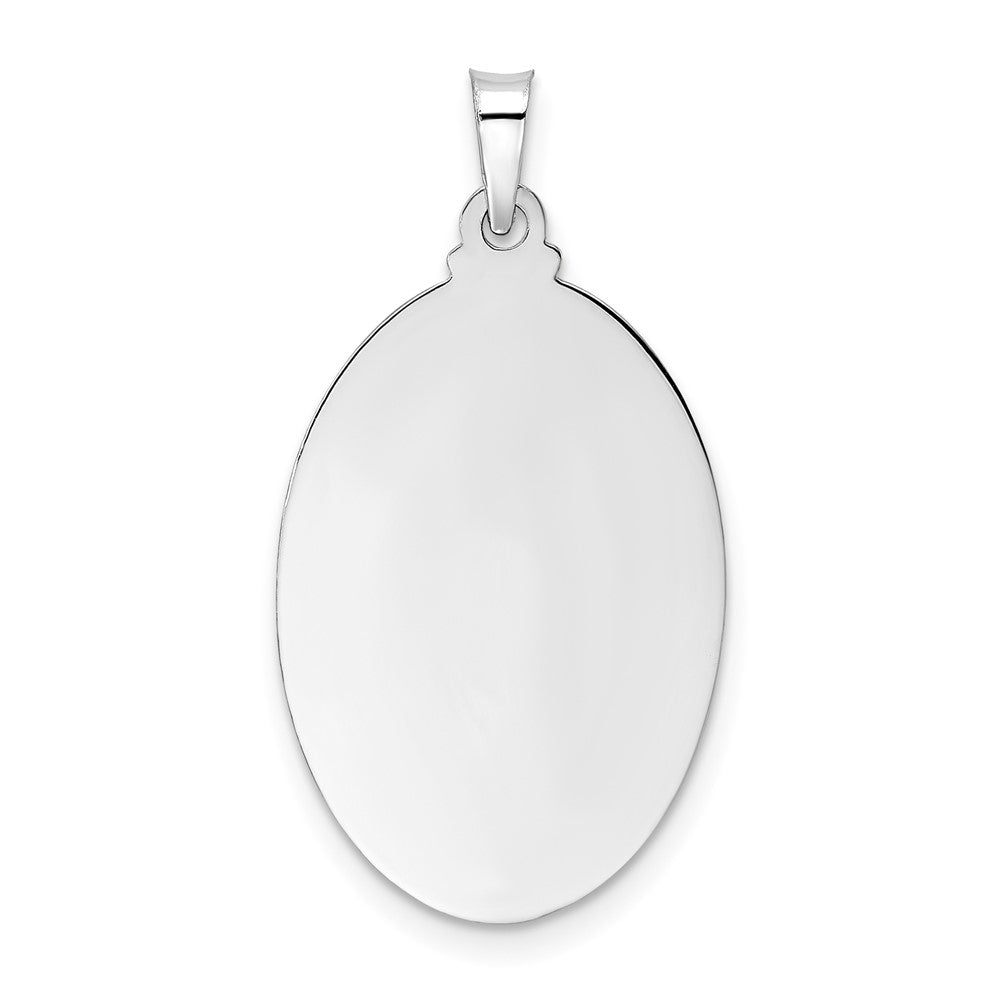 14k White Gold 16 mm Polished Solid Oval St Anthony Medal Pendant (2.84 grams)