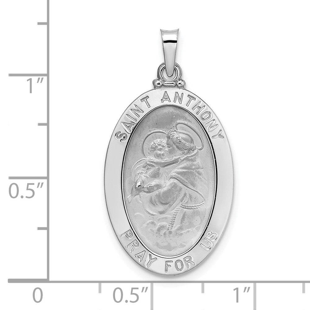 14k White Gold 16 mm Polished Solid Oval St Anthony Medal Pendant (2.84 grams)