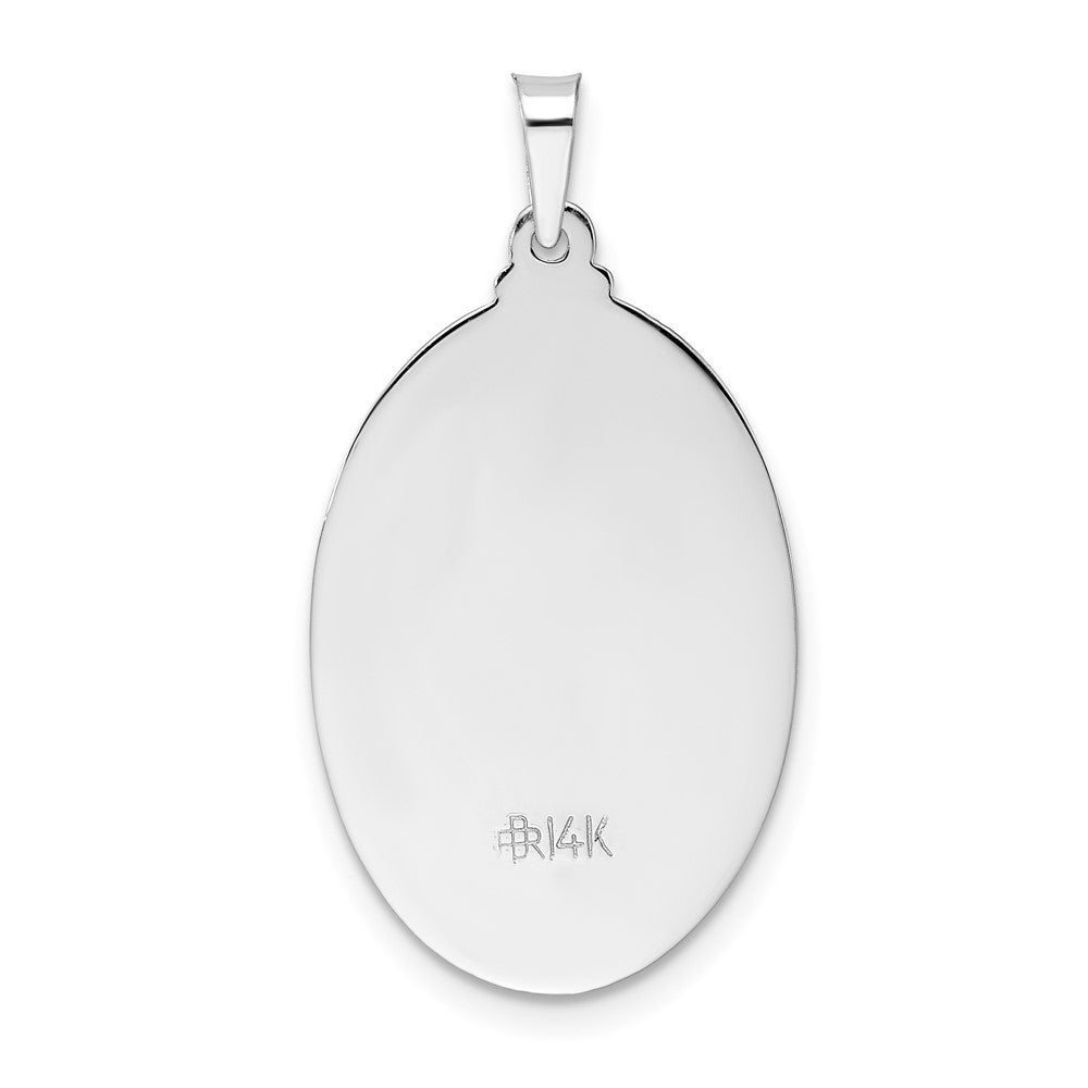 14k White Gold 16.15 mm Polished Oval Solid Saint Christopher Medal Pendant (2.6 grams)