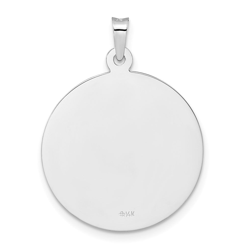 14k White Gold 21.8 mm Polished Saint Joseph Solid Medal Pendant (7.03 grams)