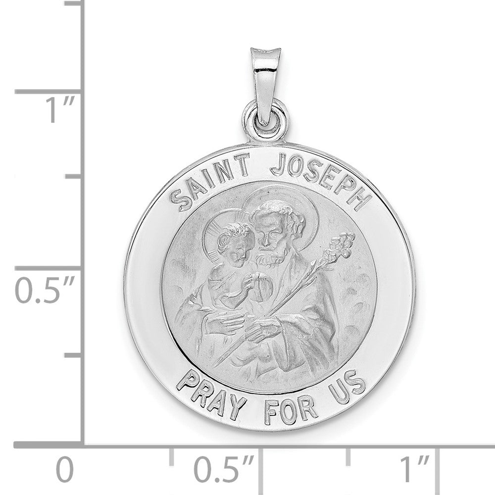 14k White Gold 21.8 mm Polished Saint Joseph Solid Medal Pendant (7.03 grams)