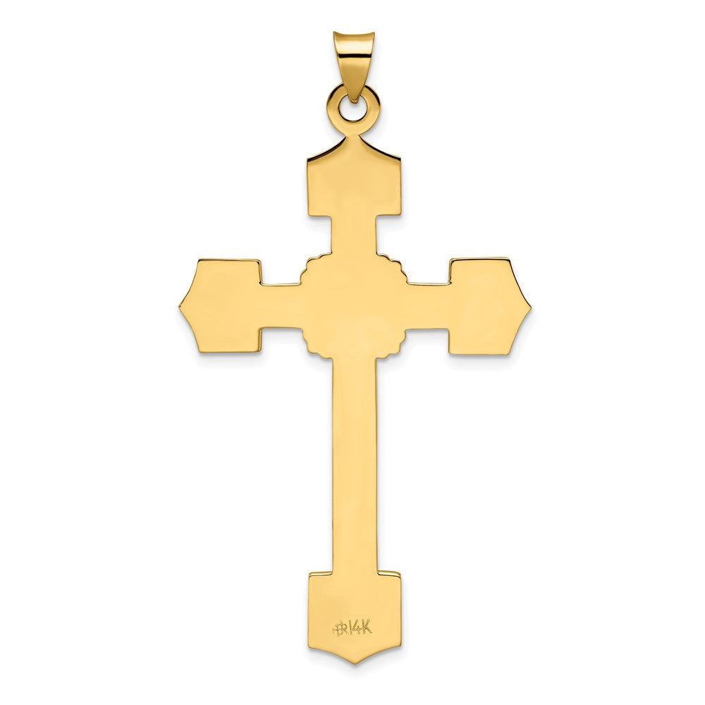 14k Yellow Gold 33.9 mm Polished Solid Fancy Design Cross Pendant (4.64 grams)