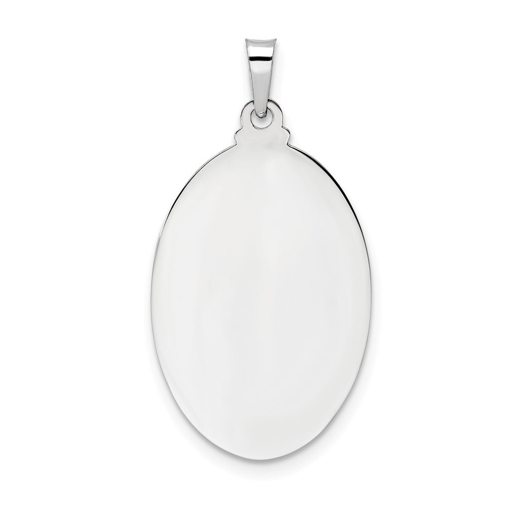 14k White Gold 16 mm Polished Saint Joseph Oval Solid Medal Pendant (2.49 grams)