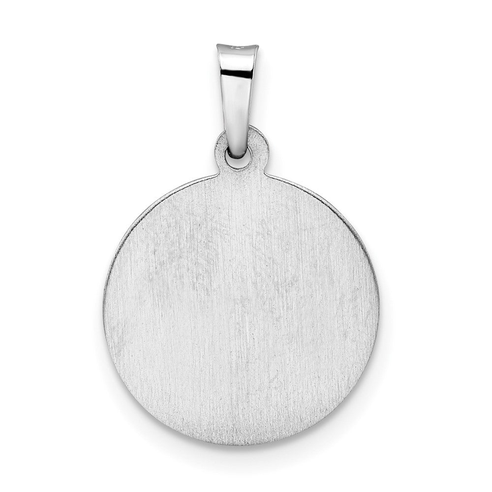 14k White Gold 14.7 mm Polished and Satin Hollow St Jude Thaddeus Medal Pendant (0.85 grams)