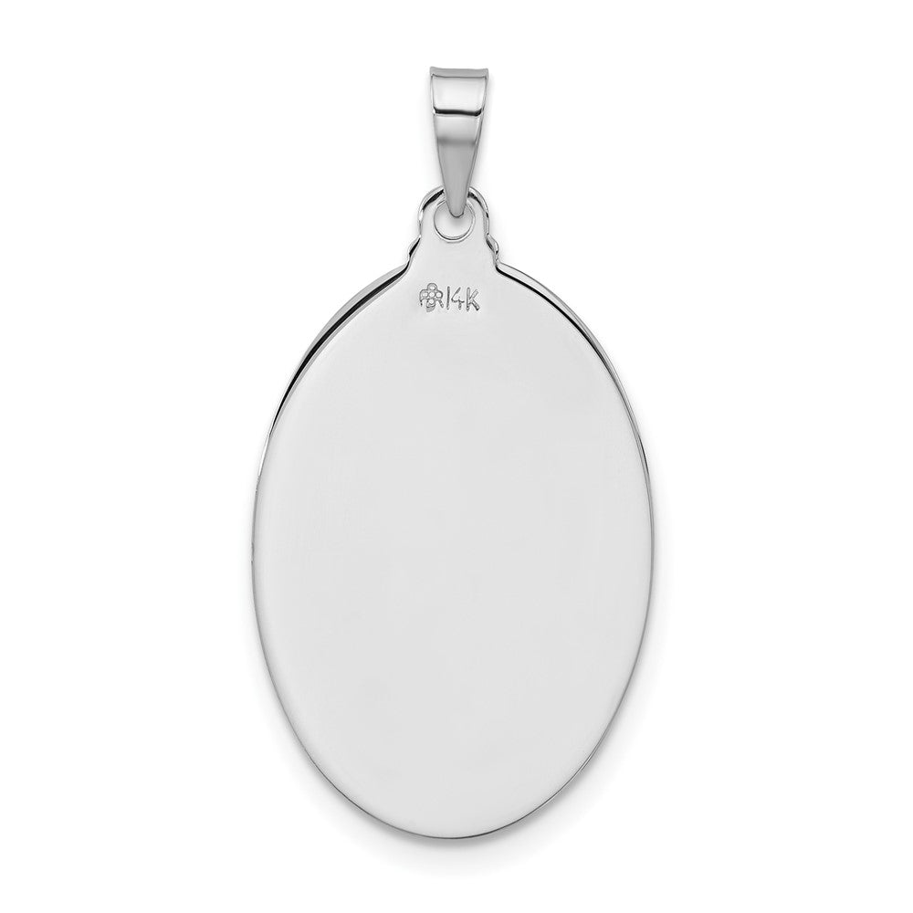 14k White Gold 16.3 mm Polished St Jude Oval Solid Medal Pendant (2.75 grams)
