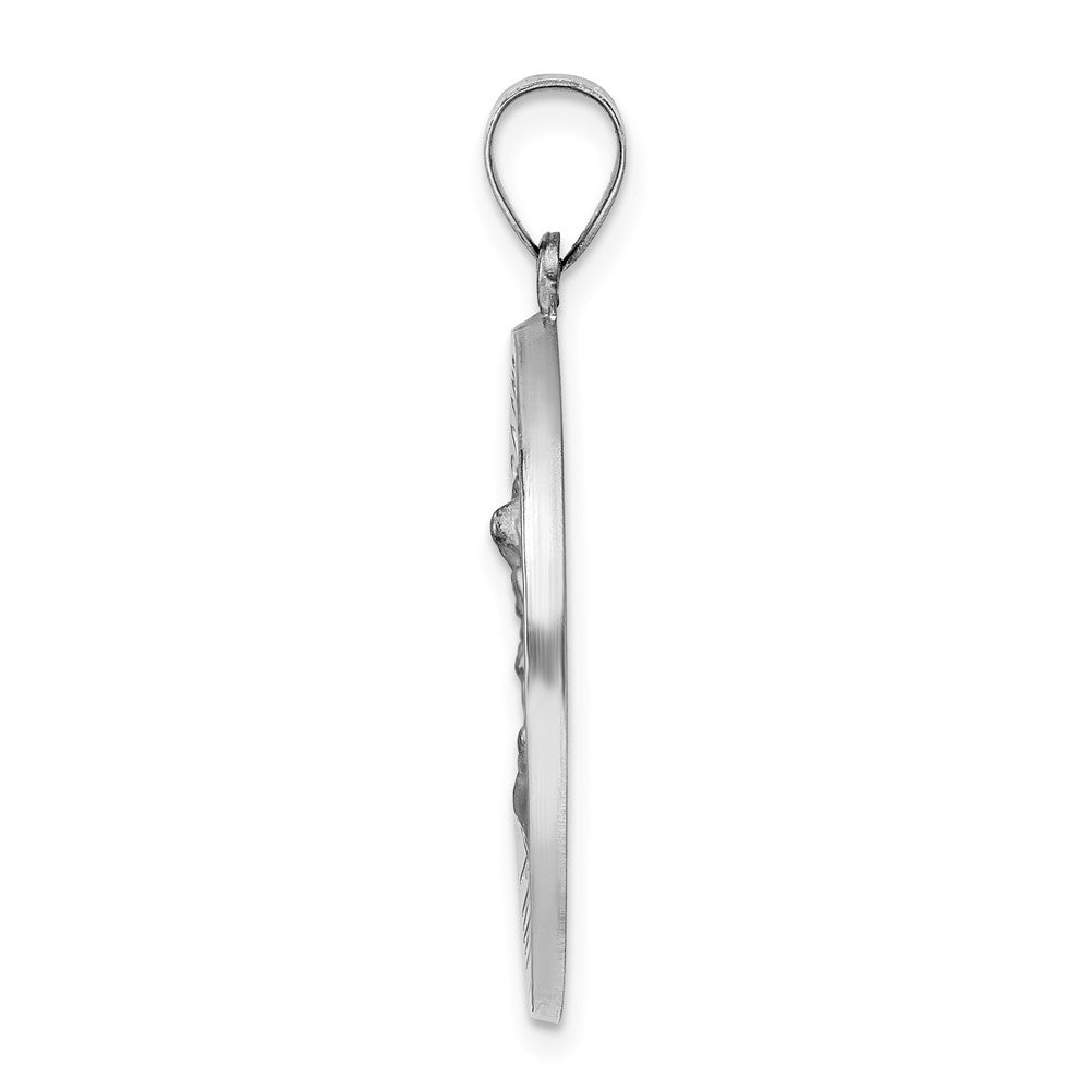 14k White Gold 25.05 mm Polished and Satin Hollow St Michael Medal Pendant (2.57 grams)