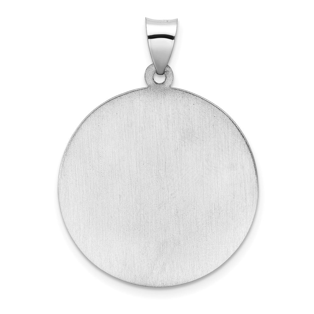 14k White Gold 25.05 mm Polished and Satin Hollow St Michael Medal Pendant (2.57 grams)