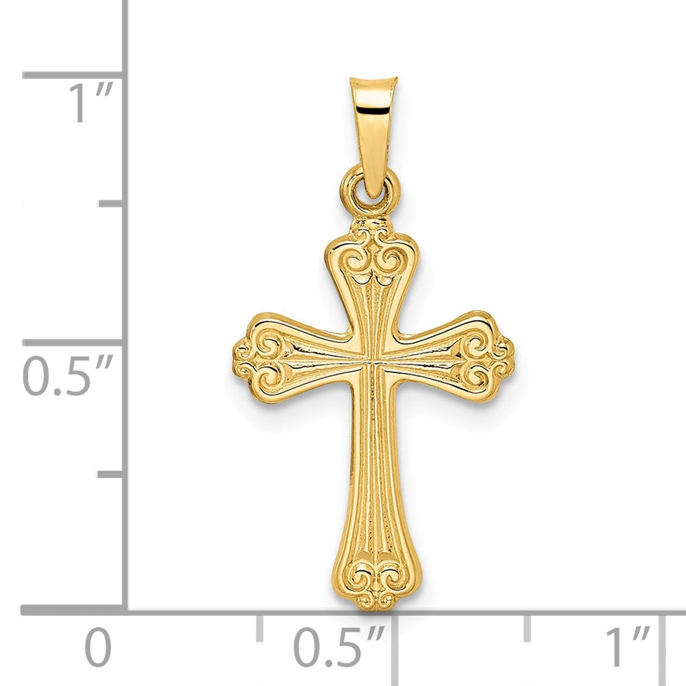 14k Yellow Gold 13.53 mm Polished Solid Fancy Design Cross Pendant (0.86 grams)