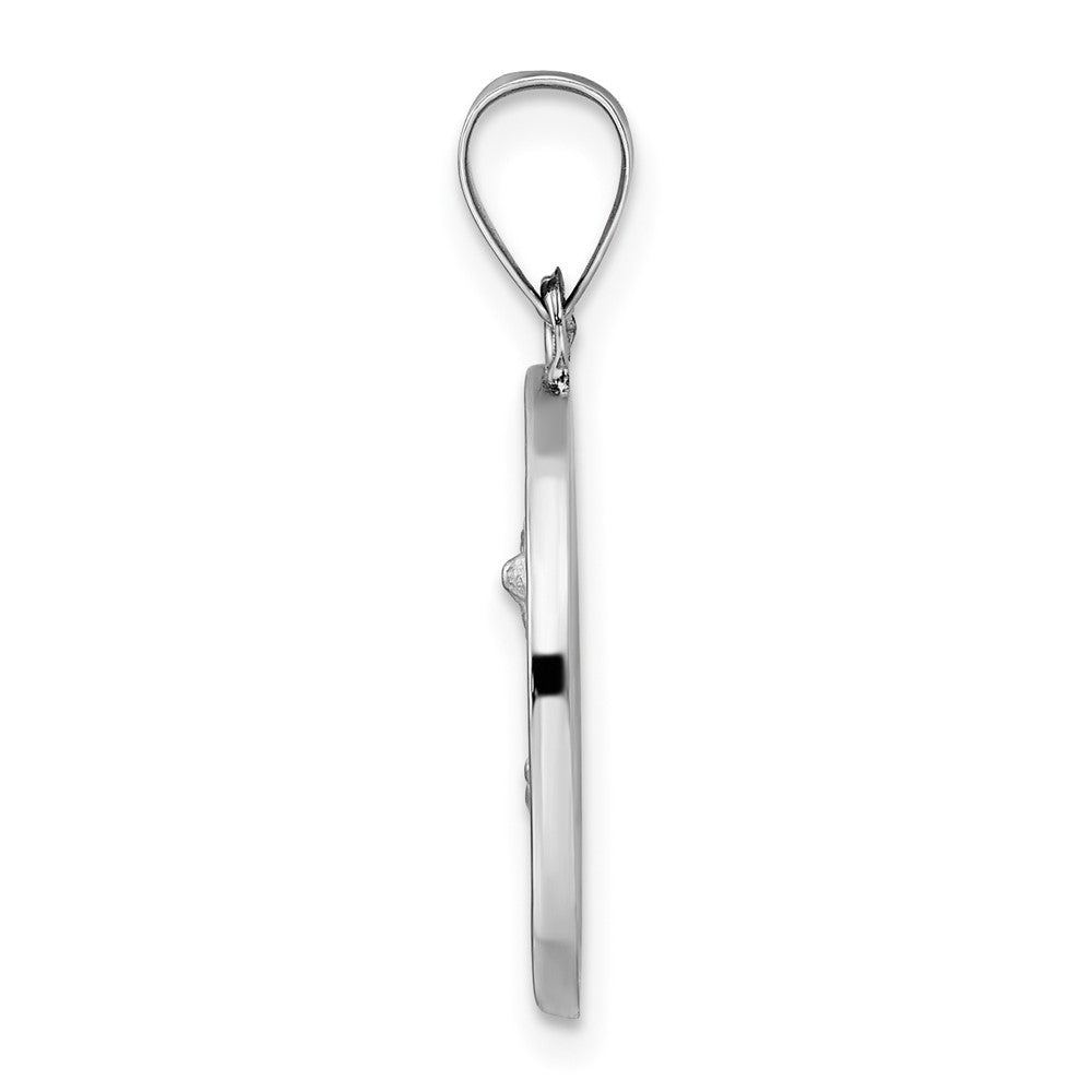 14k White Gold 18.3 mm Polished and Satin Hollow St Michael Medal Pendant (1.45 grams)