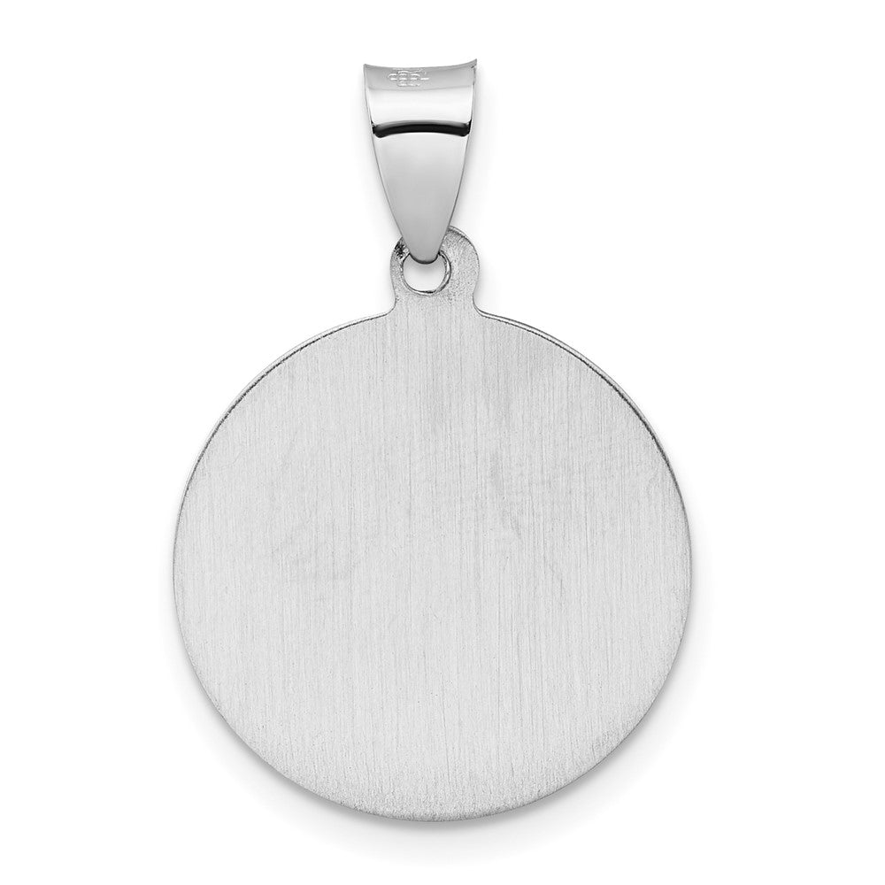 14k White Gold 18.3 mm Polished and Satin Hollow St Michael Medal Pendant (1.45 grams)