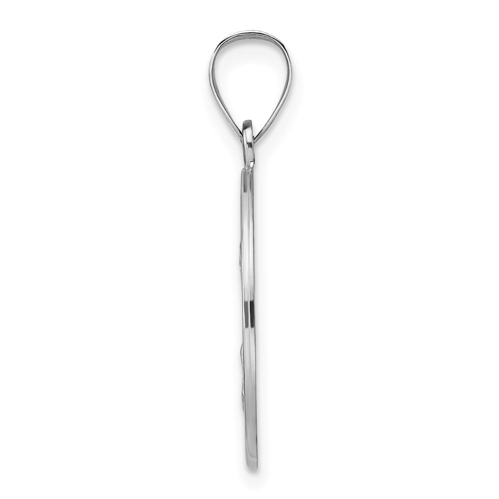 14k White Gold 19 mm Polished and Satin Hollow St Nicholas Medal Pendant (1.35 grams)