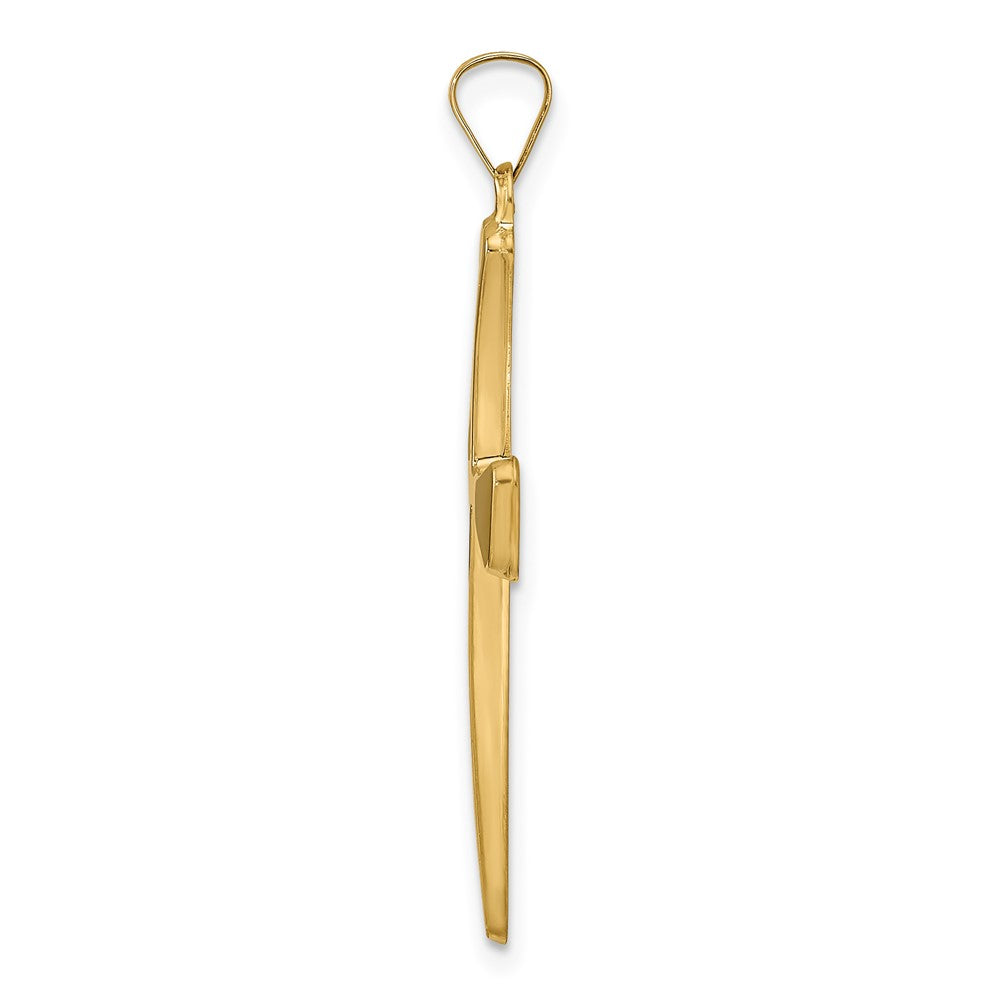 14k Yellow Gold 17.24 mm Polished Hollow Cross Pendant (0.76 grams)
