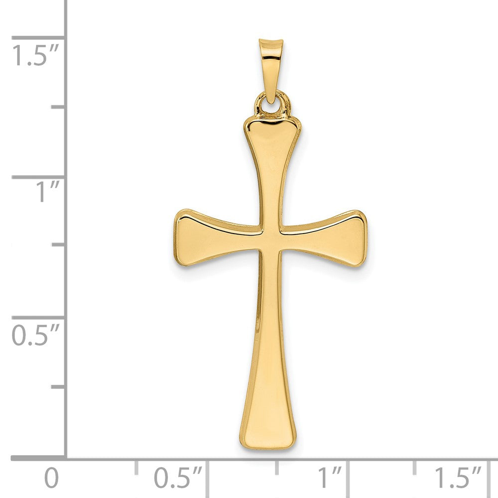14k Yellow Gold 17.24 mm Polished Hollow Cross Pendant (0.76 grams)