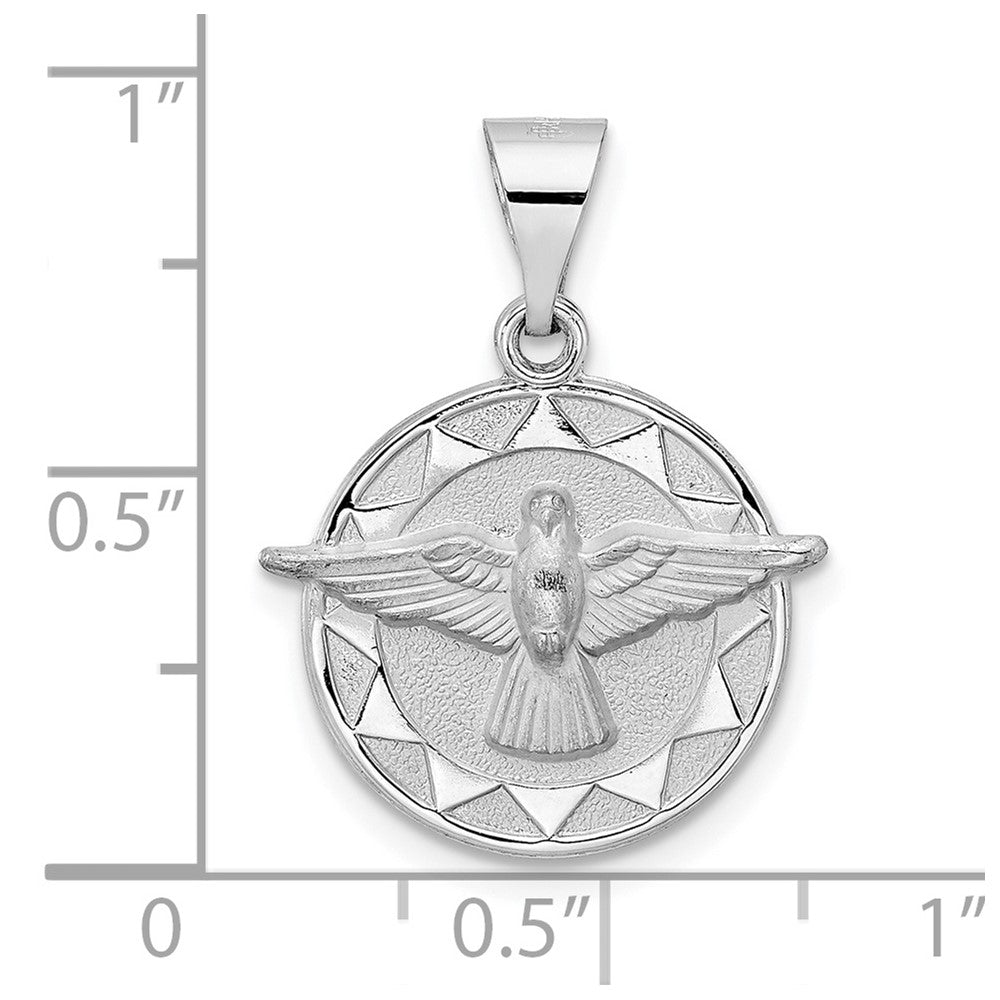 14k White Gold 18 mm Polished and Satin Hollow Holy Spirit Pendant (1.08 grams)