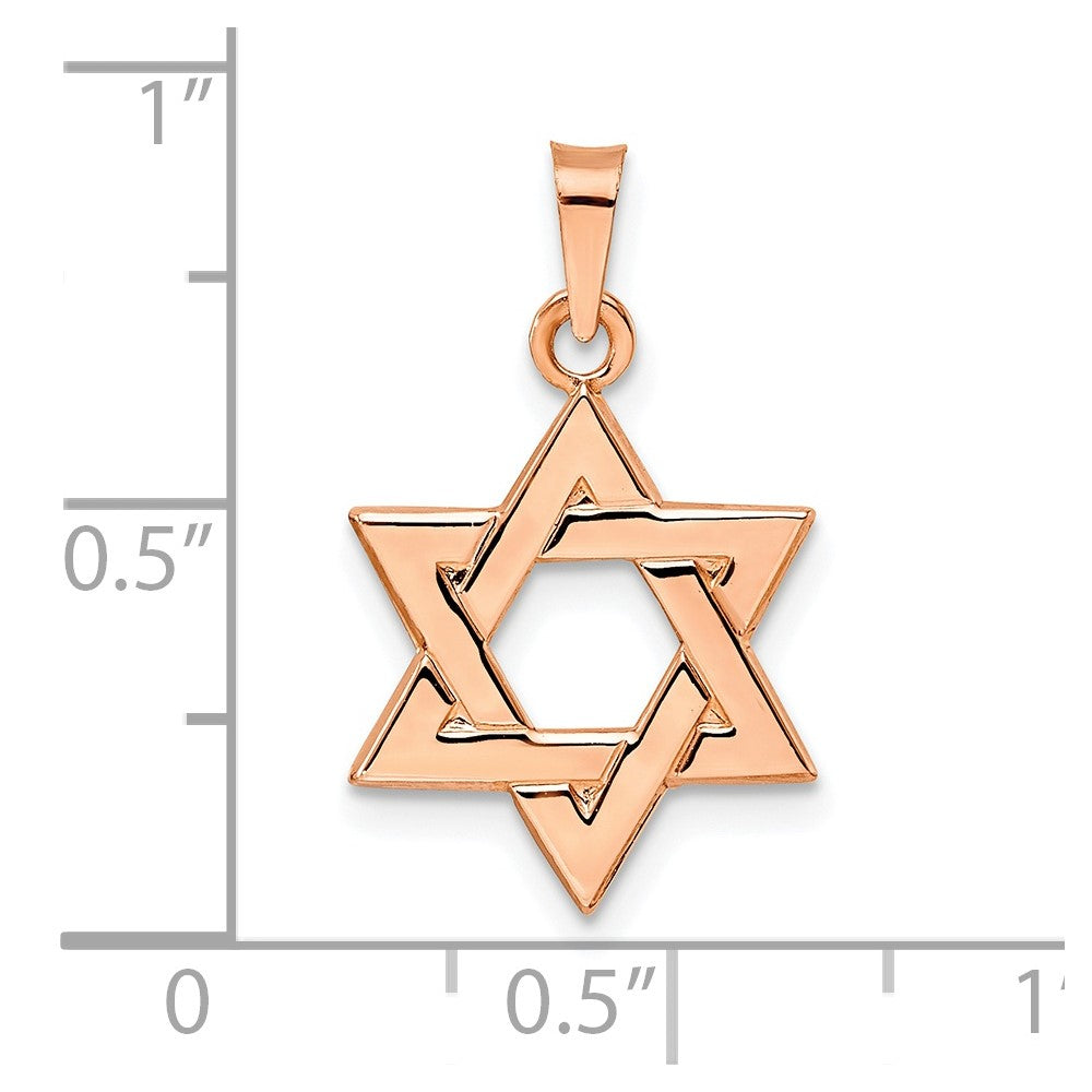 14k Rose Gold 15.65 mm Rose Polished Solid Star of David Pendant (0.99 grams)