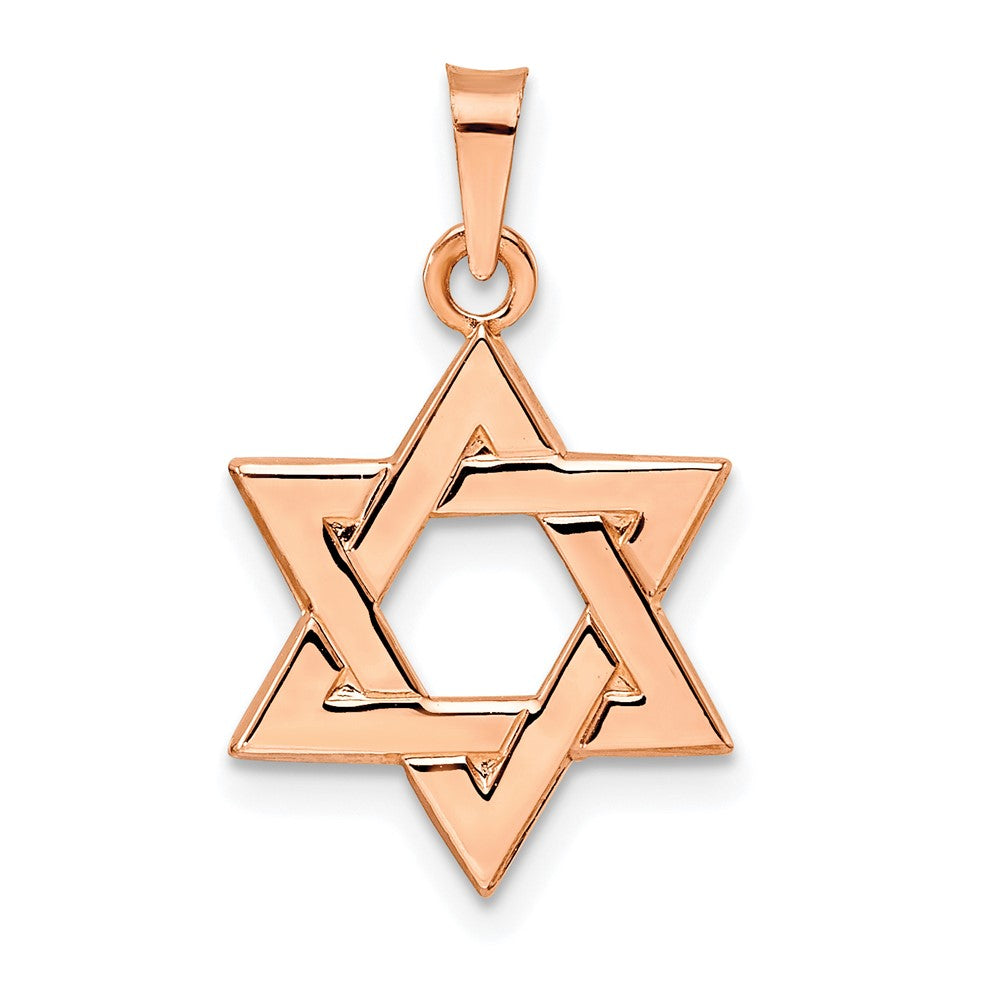 14k Rose Gold 15.65 mm Rose Polished Solid Star of David Pendant (0.99 grams)