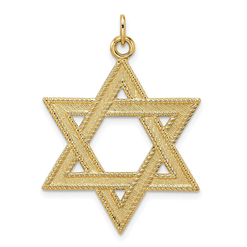 14k Yellow Gold 29.8 mm Polished and Textured Solid Star of David Pendant (2.61 grams)