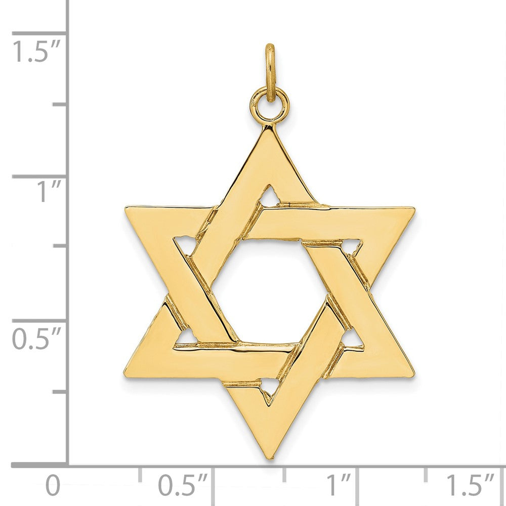 14k Yellow Gold 29.7 mm Polished Solid Star of David Pendant (3.33 grams)