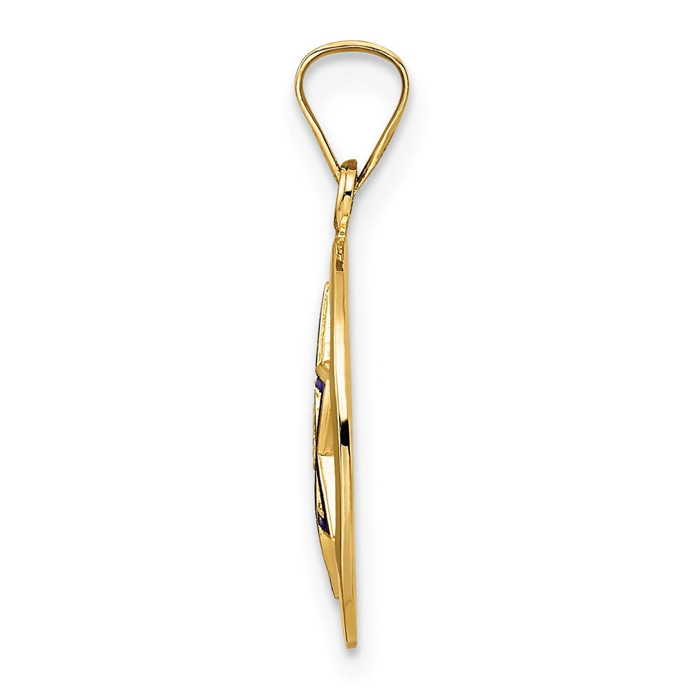 14k Yellow Gold 5.13 mm Polished and Enameled Solid Star of David Pendant (0.87 grams)