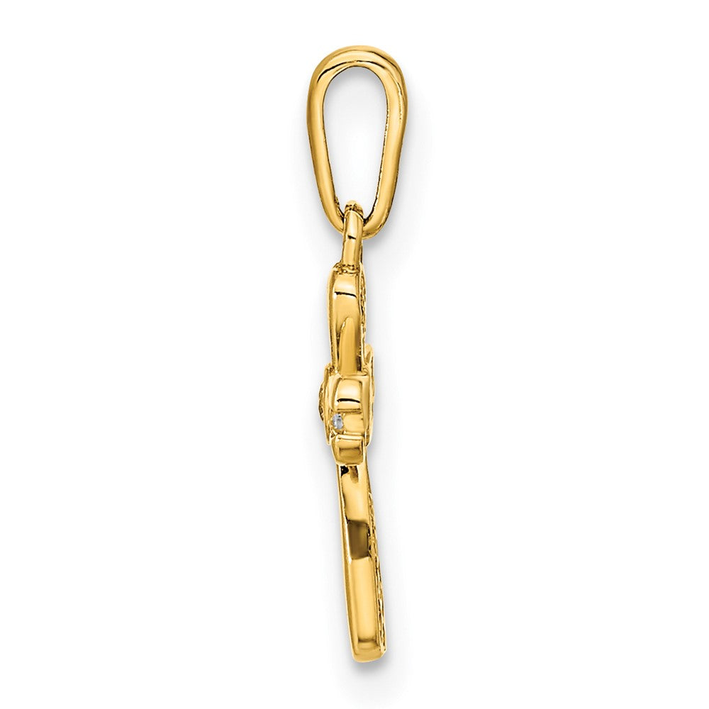 14k Yellow Gold 8 mm Polished CZ Cross Pendant (0.4 grams)