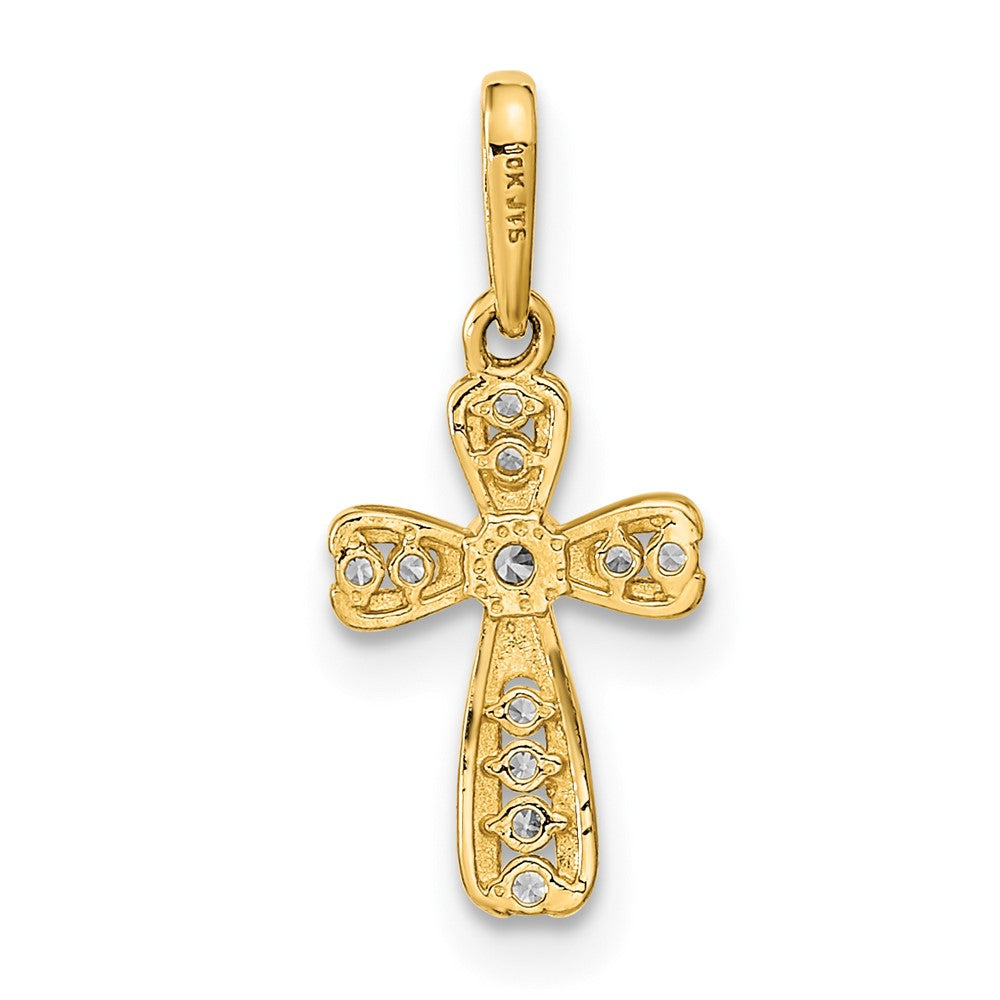 14k Yellow Gold 8 mm Polished CZ Cross Pendant (0.4 grams)