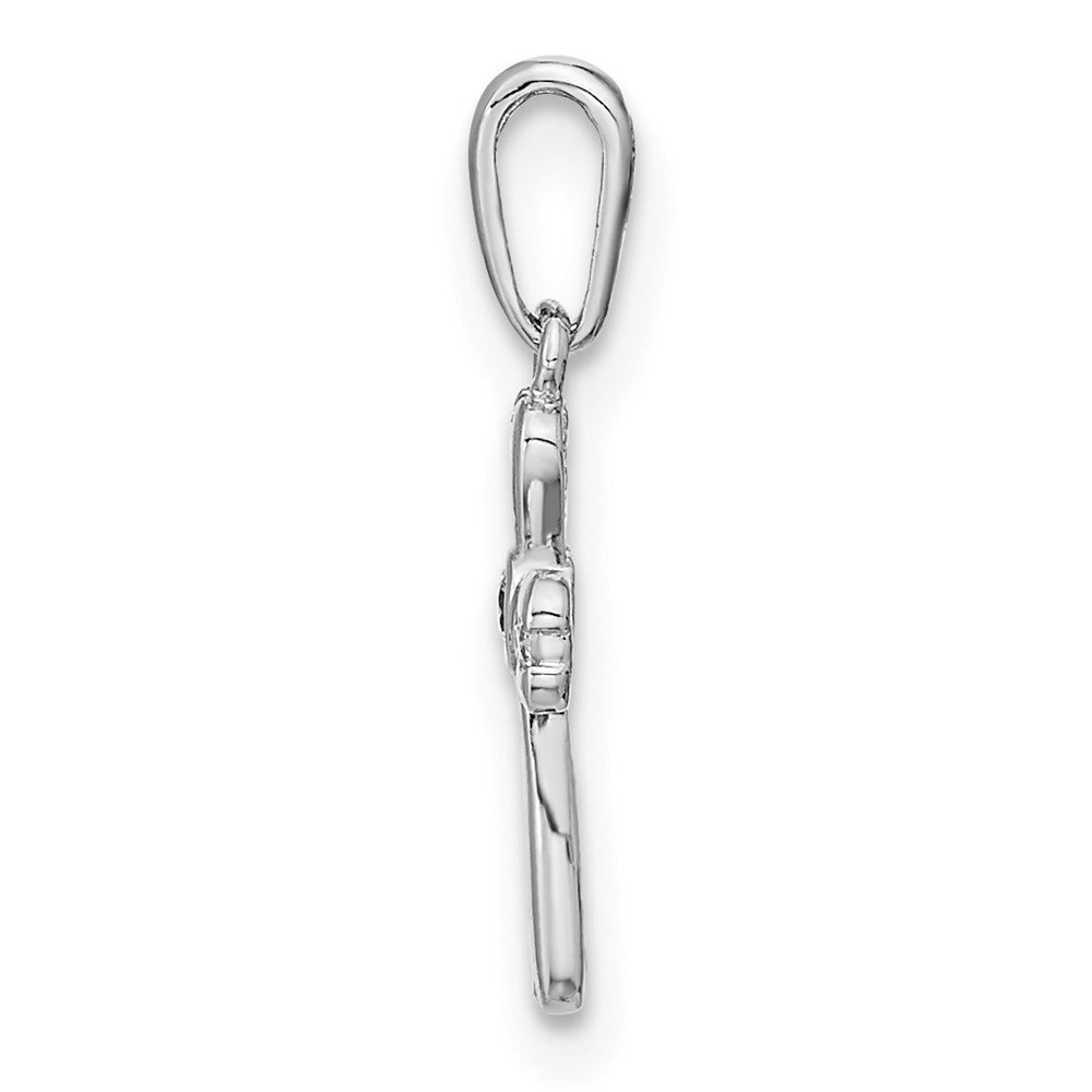14k White Gold 8 mm CZ Cross Pendant (0.39 grams)