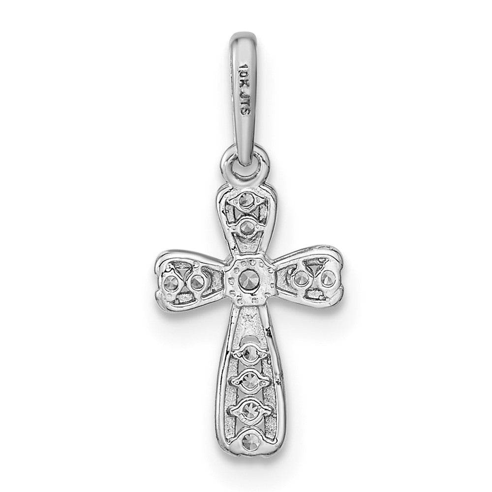 14k White Gold 8 mm CZ Cross Pendant (0.39 grams)