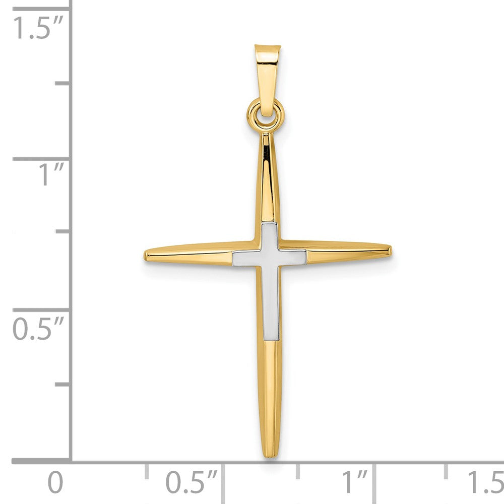 14k Two-tone 21.1 mm Polished Solid Double Cross Pendant (1.86 grams)
