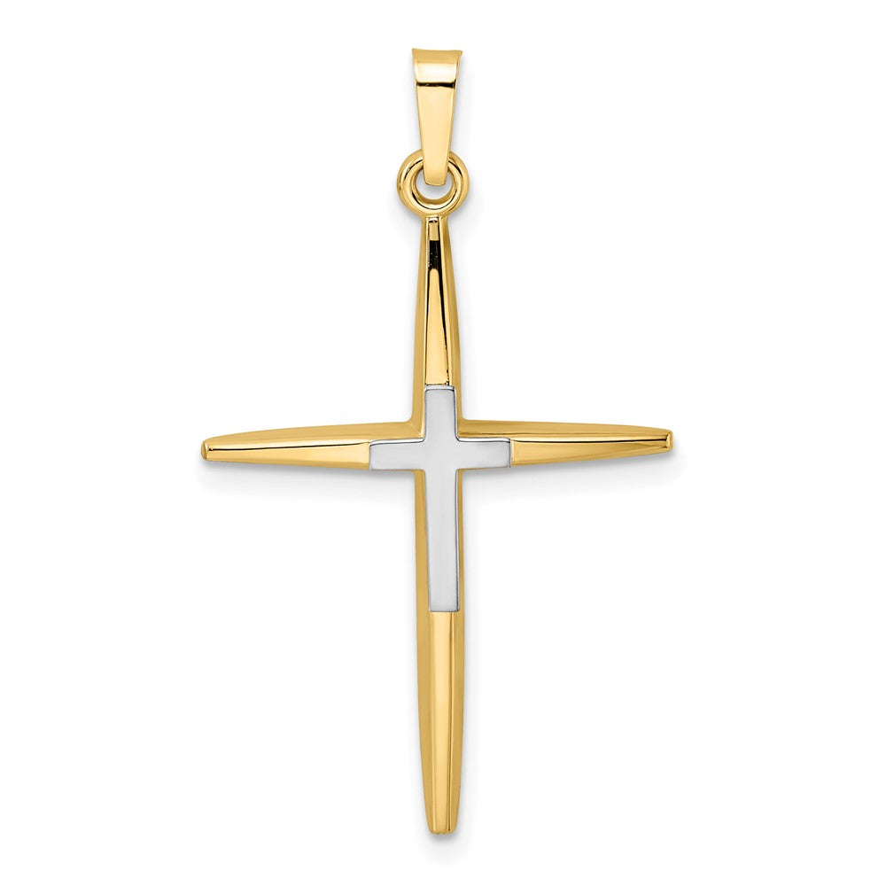 14k Two-tone 21.1 mm Polished Solid Double Cross Pendant (1.86 grams)