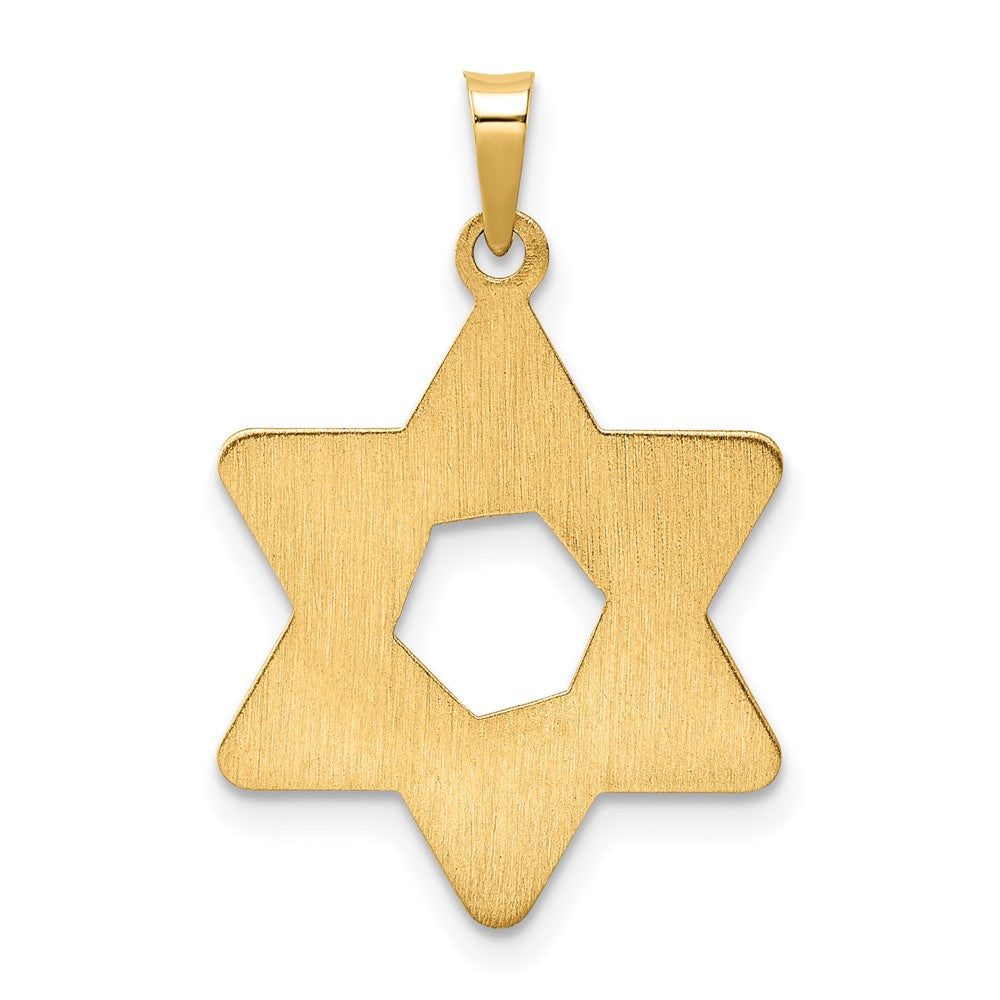 14k Yellow Gold 20.12 mm Polished and Textured Solid Star of David Pendant (1.04 grams)