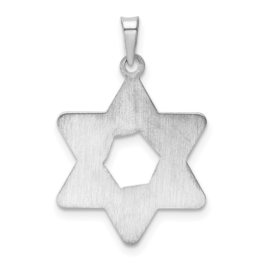 14k White Gold 20.15 mm Polished and Textured Solid Star of David Pendant (1.04 grams)