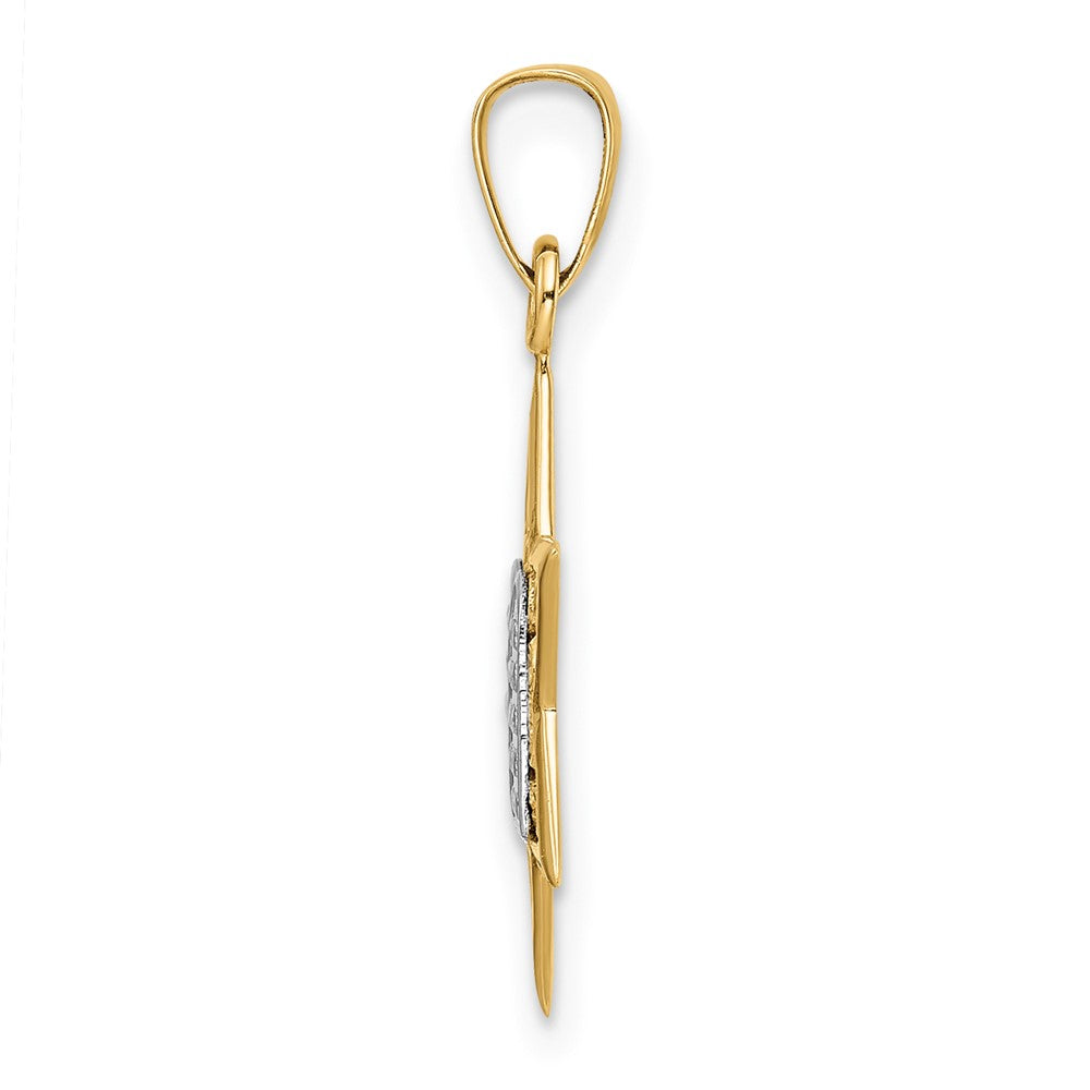 14k Two-tone 14.87 mm Polished Solid Star and Torah Pendant (0.85 grams)