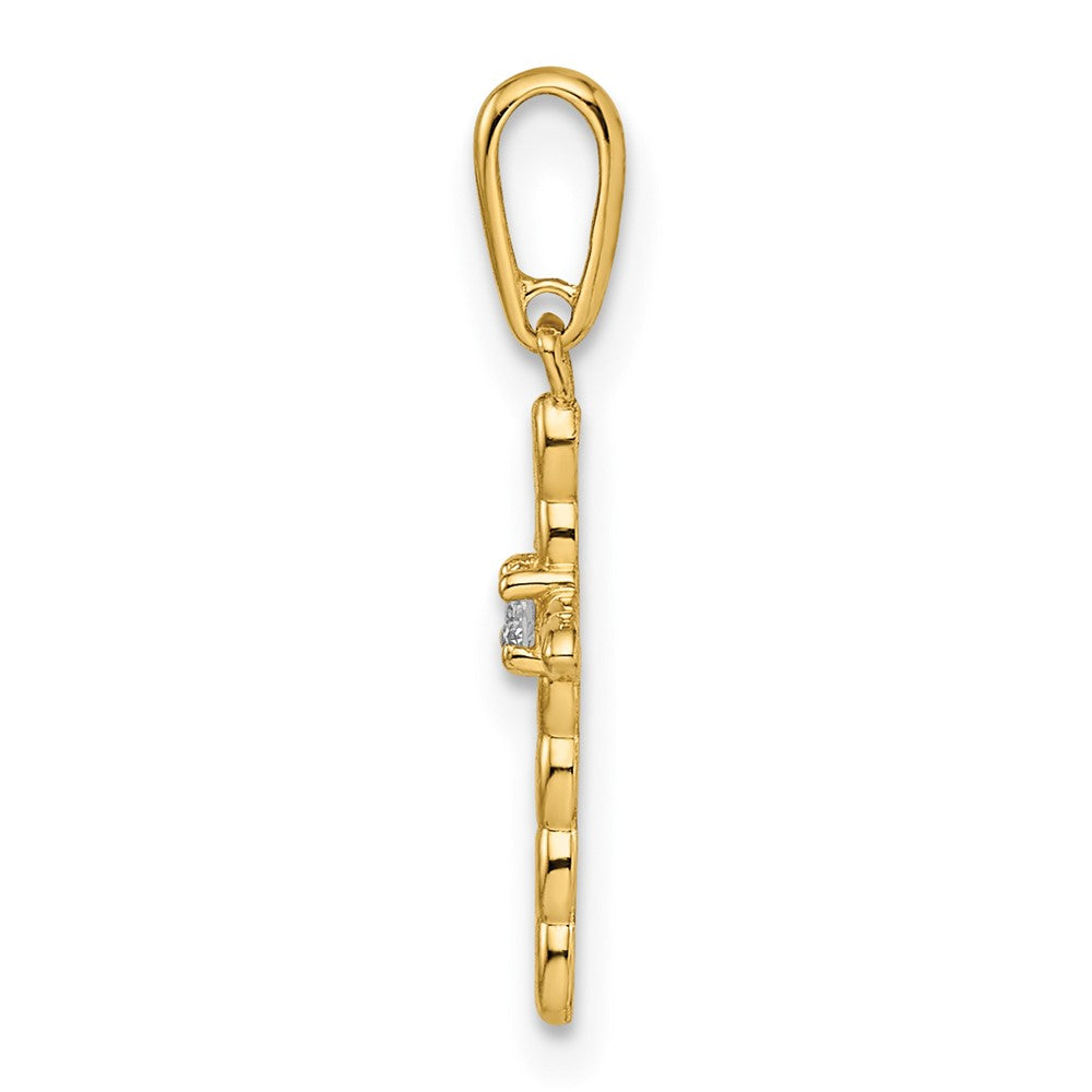 14k Yellow Gold 9.45 mm CZ Cross Pendant (0.19 grams)