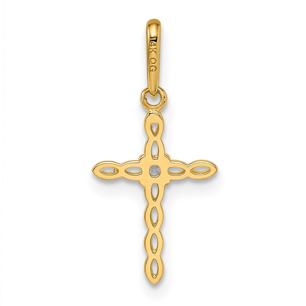 14k Yellow Gold 9.45 mm CZ Cross Pendant (0.19 grams)