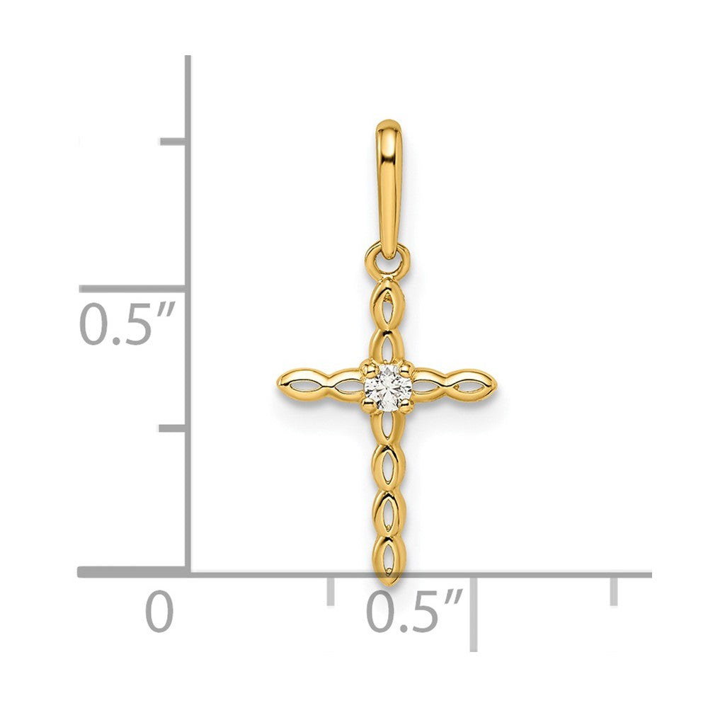 14k Yellow Gold 9.45 mm CZ Cross Pendant (0.19 grams)