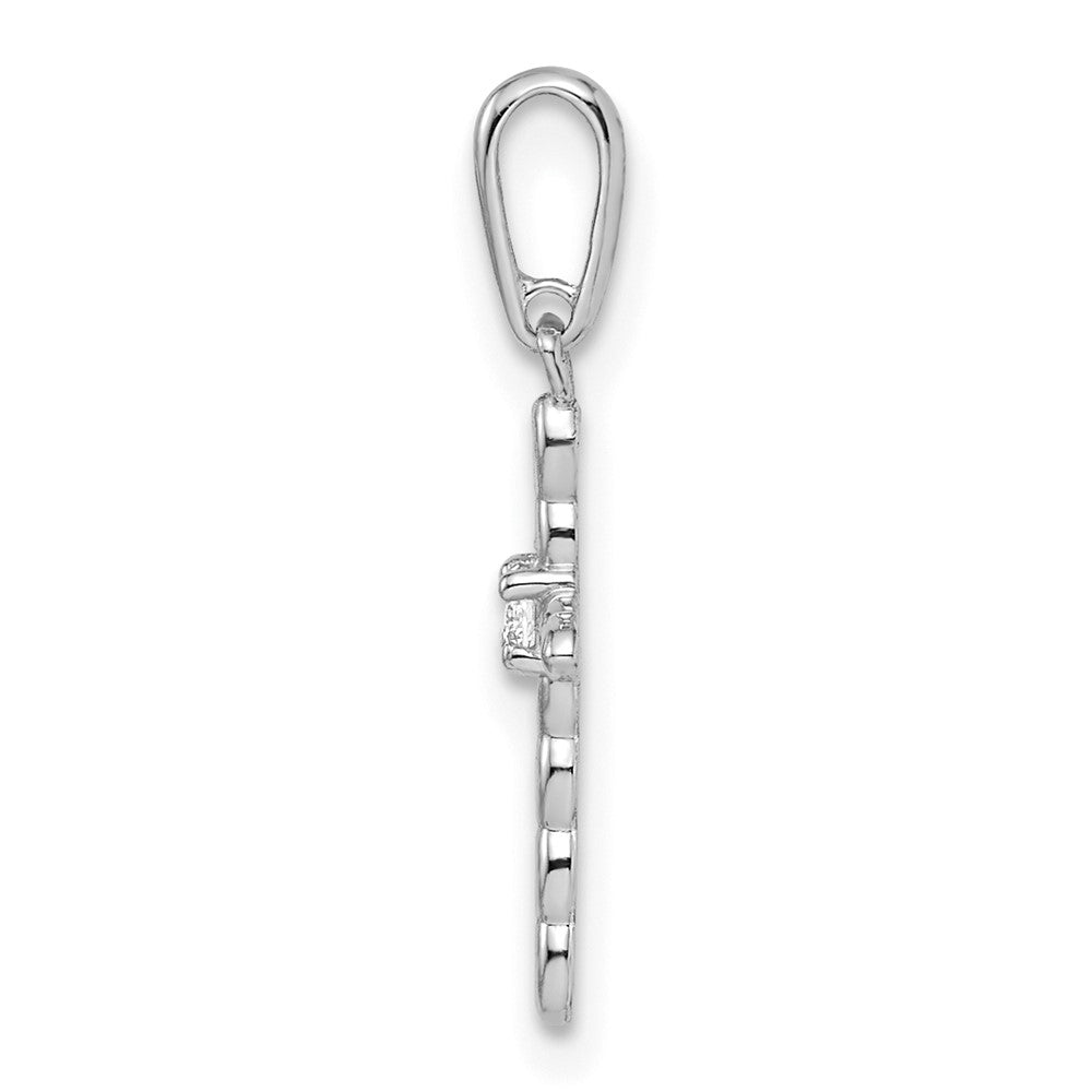 14k White Gold 9.45 mm CZ Cross Pendant (0.19 grams)
