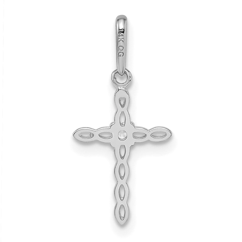 14k White Gold 9.45 mm CZ Cross Pendant (0.19 grams)
