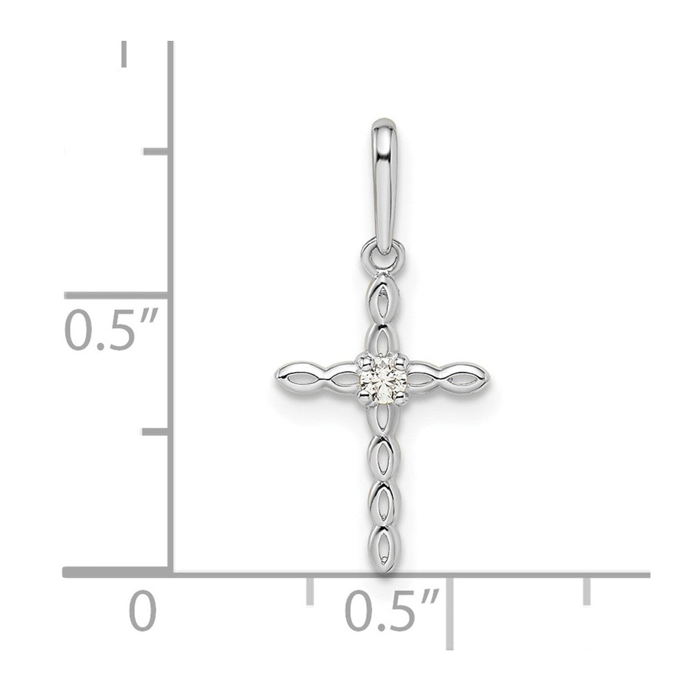 14k White Gold 9.45 mm CZ Cross Pendant (0.19 grams)