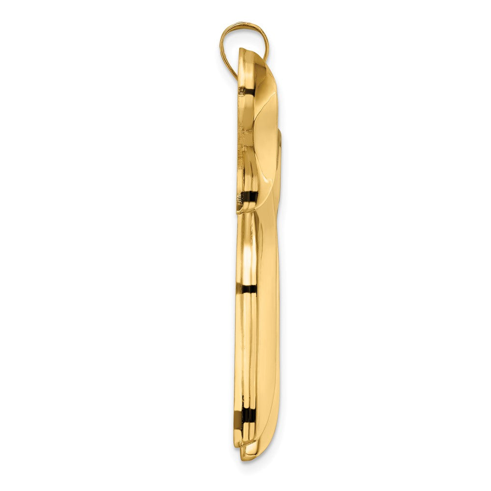 14k Yellow Gold 44.06 mm Polished Solid Chai Symbol Pendant (6.57 grams)