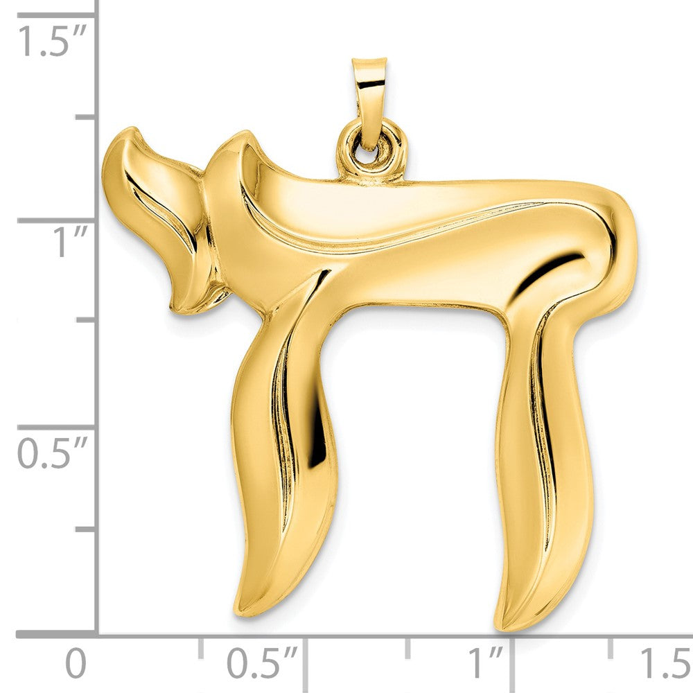 14k Yellow Gold 33.24 mm Polished Hollow Chai Symbol Pendant (3.39 grams)
