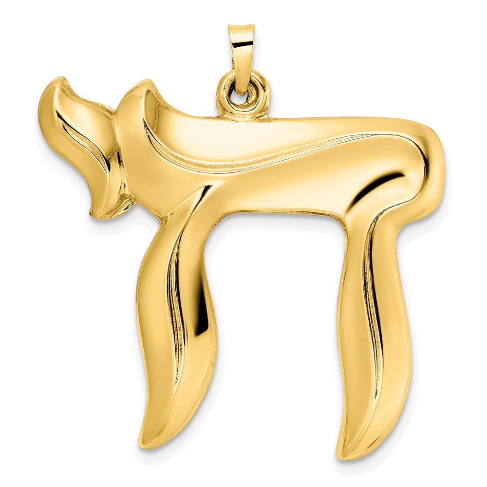 14k Yellow Gold 33.24 mm Polished Hollow Chai Symbol Pendant (3.39 grams)