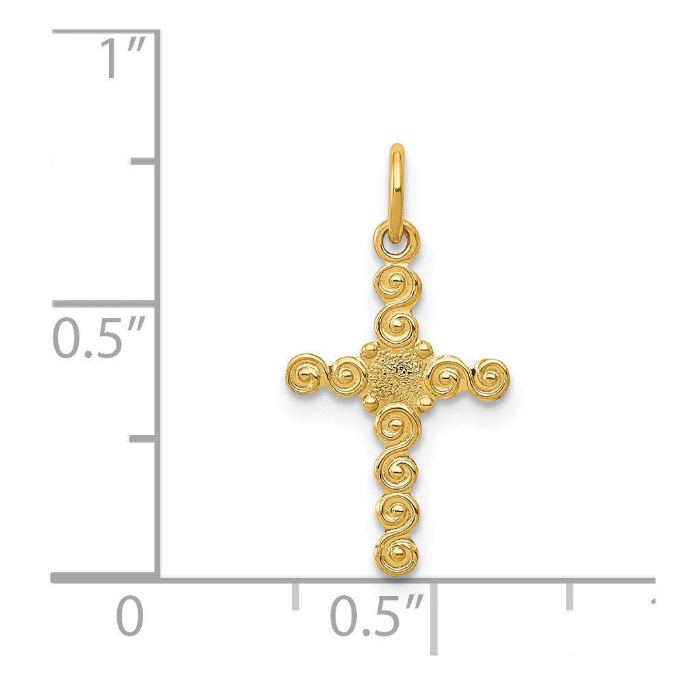 14k Yellow Gold 10 mm Small Polished Cross Charm (0.19 grams)