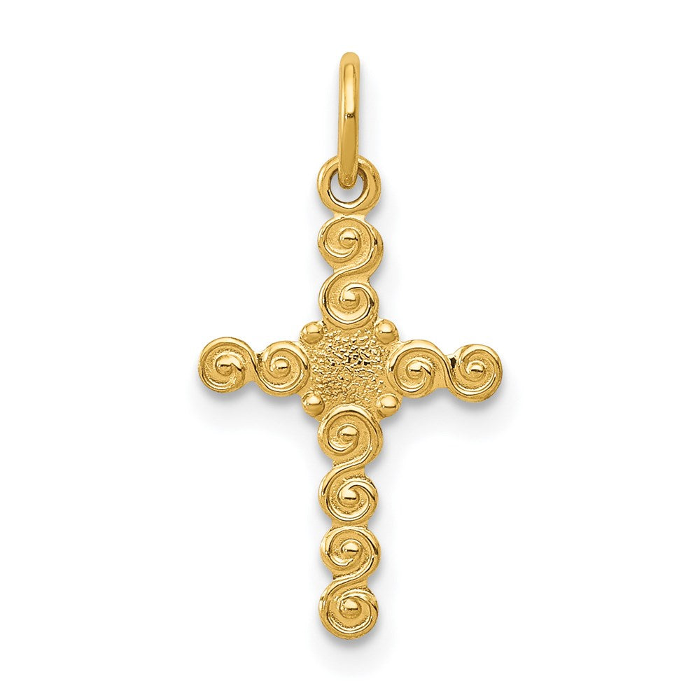 14k Yellow Gold 10 mm Small Polished Cross Charm (0.19 grams)