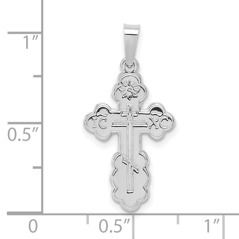 14k White Gold 12.85 mm Polished Eastern Orthodox Solid Cross Pendant (0.98 grams)