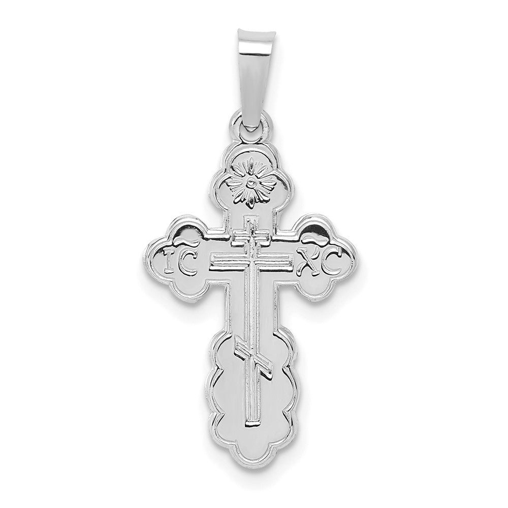 14k White Gold 12.85 mm Polished Eastern Orthodox Solid Cross Pendant (0.98 grams)
