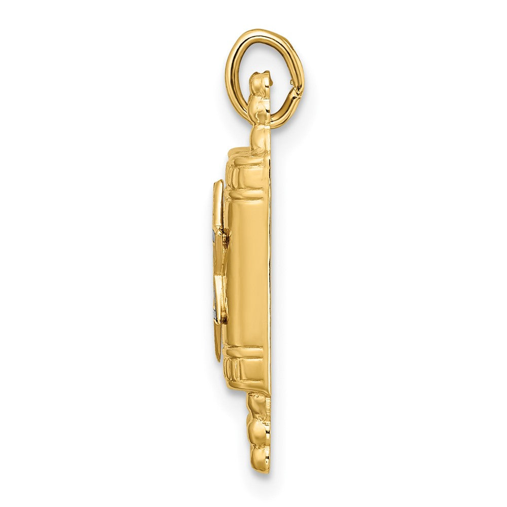 14k Yellow Gold 10.47 mm Polished Solid Torah and Enameled Star of David Pendant (1.1 grams)