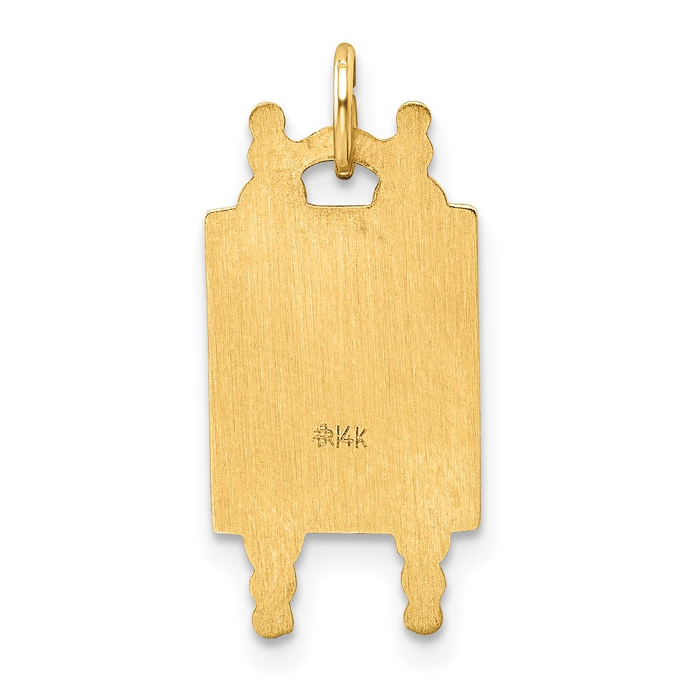 14k Yellow Gold 10.47 mm Polished Solid Torah and Enameled Star of David Pendant (1.1 grams)