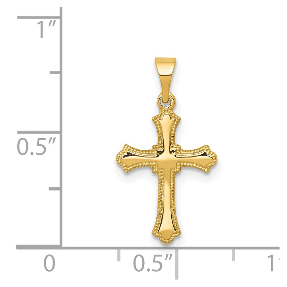 14k Yellow Gold 11 mm Budded Cross Charm (0.34 grams)