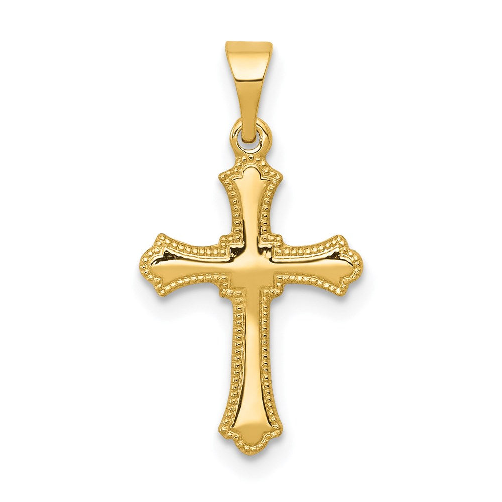 14k Yellow Gold 11 mm Budded Cross Charm (0.34 grams)