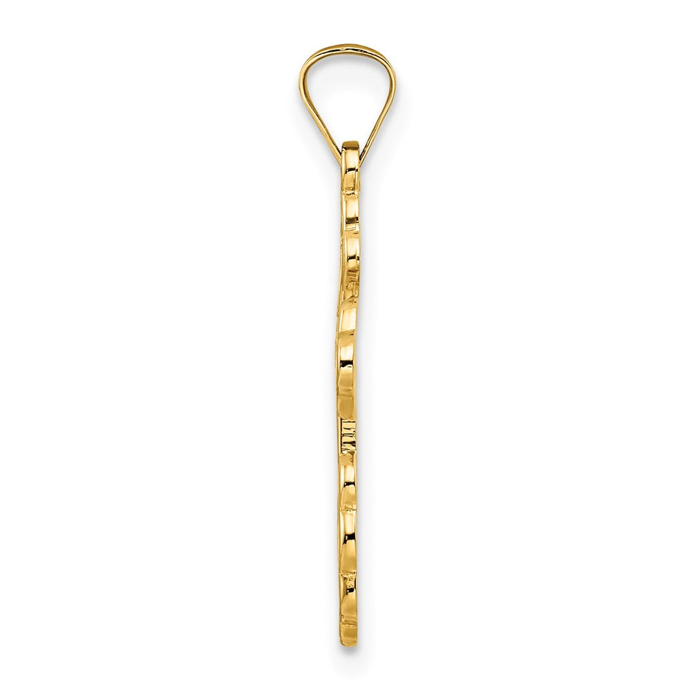 14k Yellow Gold 13 mm Polished Eastern Orthodox Blue Enamel Solid Cross Pendant (1.13 grams)